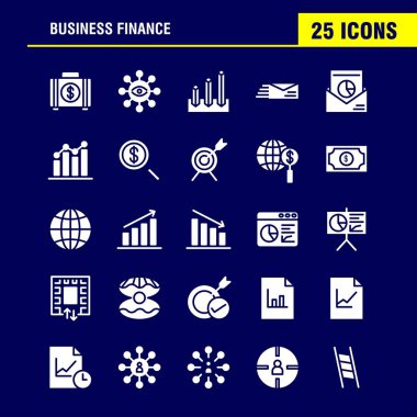 İş Finans sağlam glif Icon Pack için tasarımcılar ve geliştiriciler. Çanta, evrak çantası, iş, moda, finans, iş, göz, misyon, vektör simgeleri