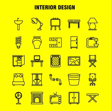 İç tasarım hat simgelerini belirlemek için Infographics, mobil Ux/UI Kit ve baskı tasarımı. Şunları içerir: Demir, elektronik, beyaz eşya, elektronik öğeler, banyo küveti, Eps 10 - vektör