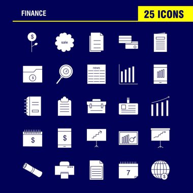 Finans sağlam glif Icons Set Infographics, mobil Ux/UI için Kit ve baskı tasarımı. Şunları içerir: Grafik, iş, oranı, grafik, dosyalar, belgeler, klasörler, metin, koleksiyon Modern Infographic Logo ve piktogram. -Vektör