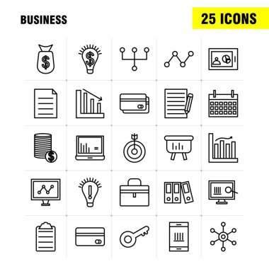 İş hattı Icons Set için Infographics, mobil Ux/UI Kit ve baskı tasarımı. Şunları içerir: Küre, Internet, ağ, vektör, pasaport, Euro, kitap, belge, koleksiyon Modern Infographic Logo ve piktogram. -Vektör