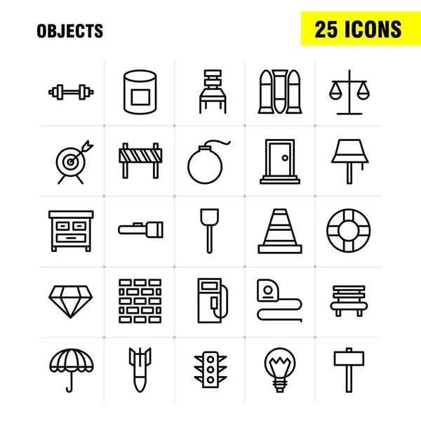 Objetos Line Icon Pack Para Designers Desenvolvedores Ícones Touros Olhos — Vetor de Stock