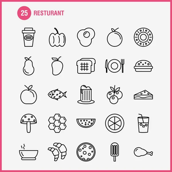 Los Iconos Línea Del Restaurante Fijaron Para Las Infografías Equipo — Vector de stock