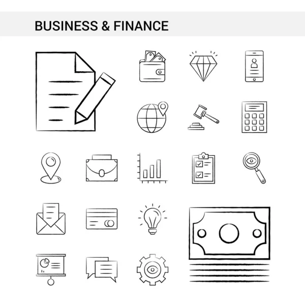 Бізнес Фінанси Боку Звернено Icon Set Стиль Ізольовані Білому Тлі — стоковий вектор
