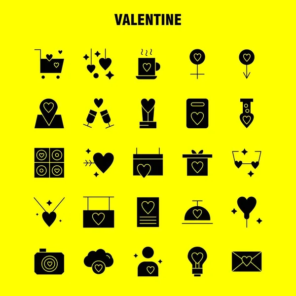Valentine Solid Glyph Icon Pack Für Designer Und Entwickler Ikonen — Stockvektor