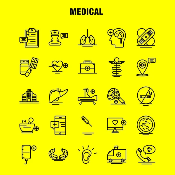 Набір Іконок Медичних Лінії Інфографіки Мобільні Kit Друку Дизайн Включають — стоковий вектор