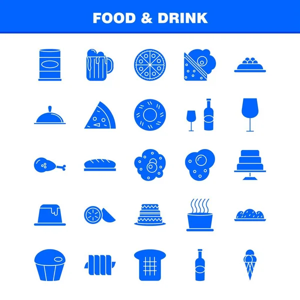 食品和饮料固体字形图标的网络 打印和移动 猕猴桃 面包店 象形文字包 — 图库矢量图片