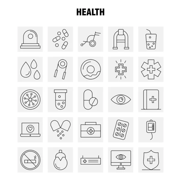 Icono Línea Salud Para Web Impresión Móvil Kit Tales Como — Archivo Imágenes Vectoriales