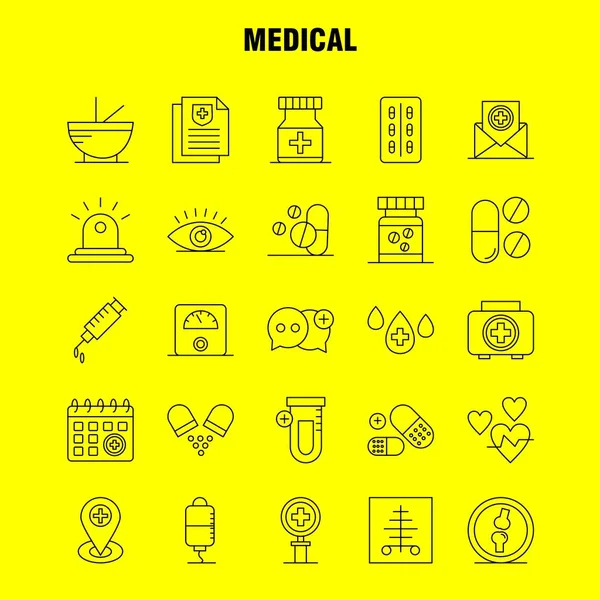 Medische Lijn Icons Set Voor Infographics Mobiele Kit Print Design — Stockvector