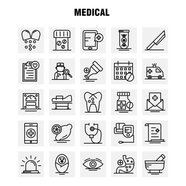 Set Iconos Línea Médica Para Infografías Kit Móvil Diseño Impresión — Archivo Imágenes Vectoriales