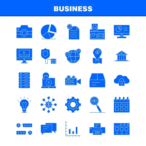 Business Solid Glyph Icon Para Web Print Mobile Kit Tais —  Vetores de Stock
