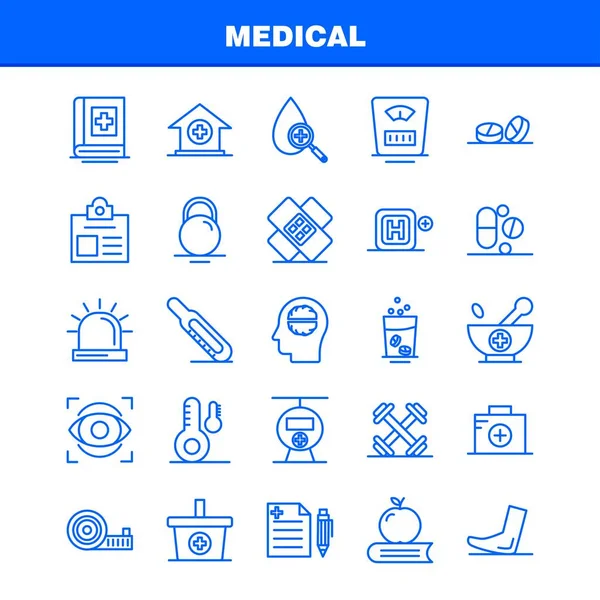 Medische Lijn Icons Set Voor Infographics Mobiele Kit Print Design — Stockvector