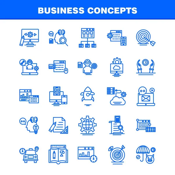 Icônes Ligne Concepts Affaires Réglées Pour Infographie Kit Mobile Conception — Image vectorielle