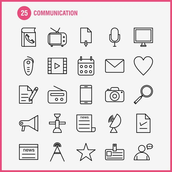 Los Iconos Línea Comunicación Fijaron Para Las Infografías Equipo Móvil — Vector de stock