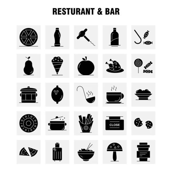 Restaurant Bar Solid Glyph Icon Web Print Mobile Kit Food — Stock Vector