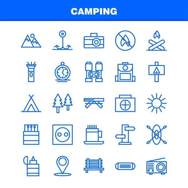 Paquete Iconos Camping Line Para Diseñadores Desarrolladores Iconos Banco Acampar — Vector de stock