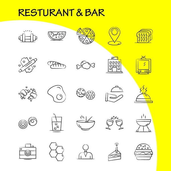 Εστιατόριο Και Μπαρ Χέρι Συντάσσονται Εικονίδιο Για Web Και Εκτύπωση — Διανυσματικό Αρχείο