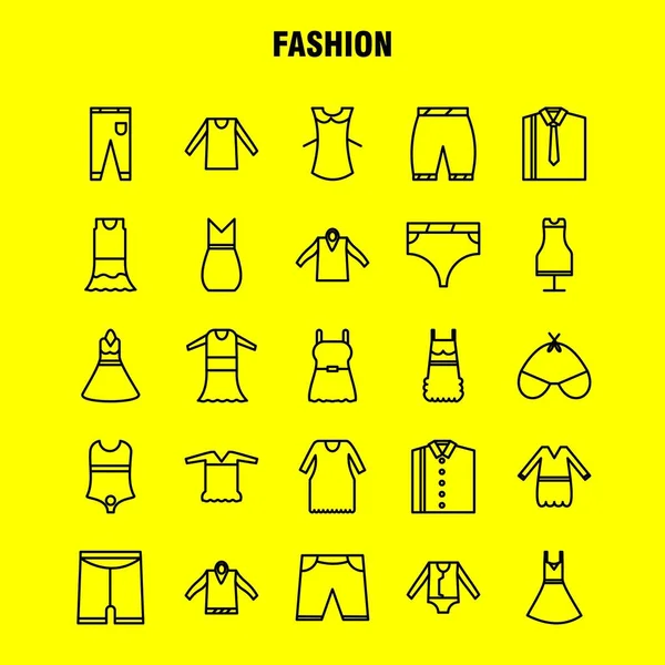 Fashion Line Icons Set Infographics Mobile Kit Print Design Include — Stock Vector