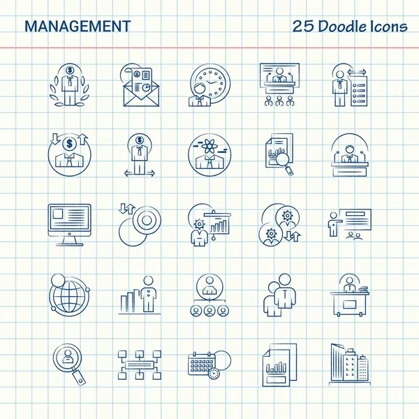 Management Doodle Icons Hand Drawn Business Icon Set — Stock Vector