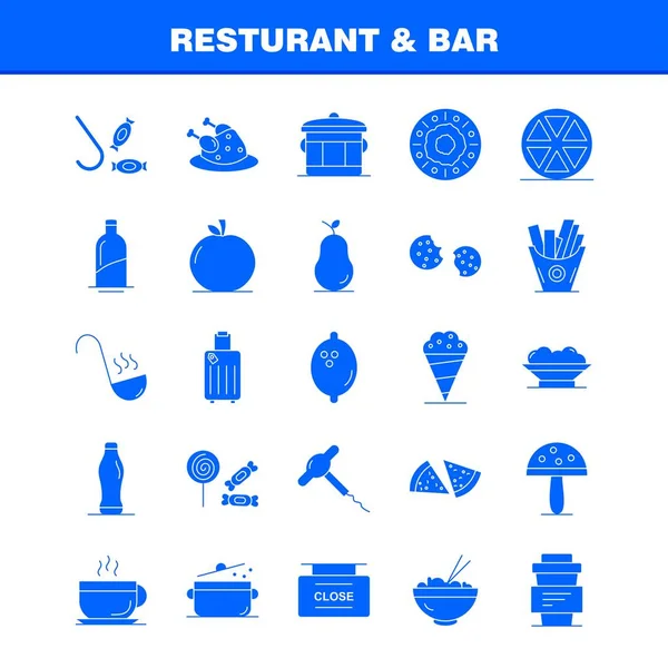 Restaurant Bar Icône Glyphe Solide Pour Web Impression Mobile Kit — Image vectorielle