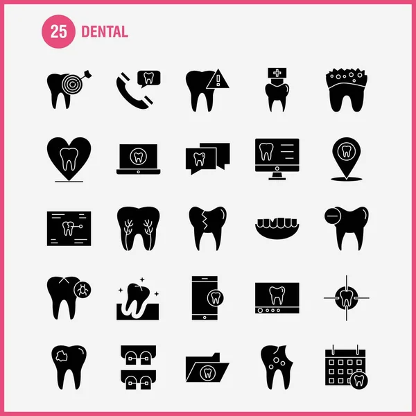 Conjunto Ícones Glifo Sólido Dental Para Infográficos Kit Móvel Design —  Vetores de Stock