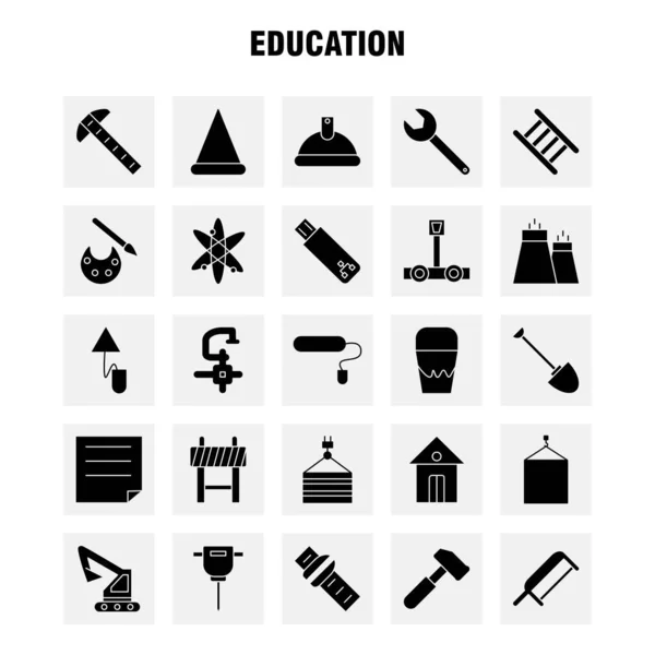 Conjunto Ícones Glifo Sólido Educação Para Infográficos Kit Móvel Usuário —  Vetores de Stock