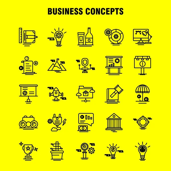 Business Concepts Line Icons Set Infografica Mobile Kit Print Design — Vettoriale Stock
