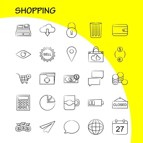 Shopping Handgezeichnetes Icon Für Web Print Und Mobile Kit Wie — Stockvektor