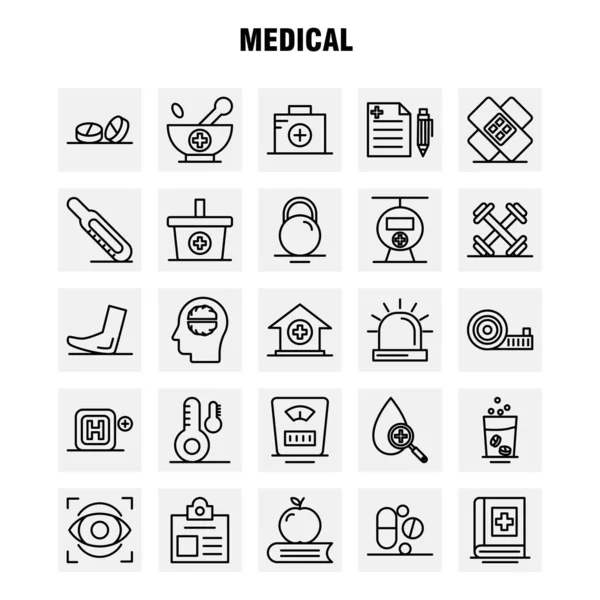 Medical Line Ikony Nastavit Pro Infografiky Mobilní Kit Potiskem Patří — Stockový vektor