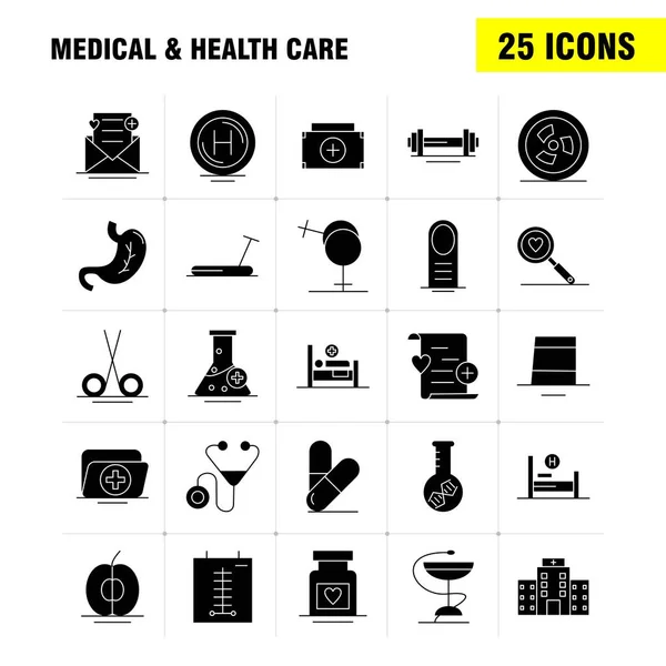 Medical Health Care Solid Glyph Icon Para Web Print Mobile —  Vetores de Stock