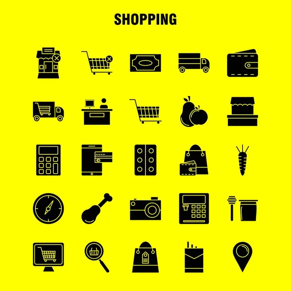 Shopping Solide Glyph Symbol Für Web Print Und Mobile Kit — Stockvektor