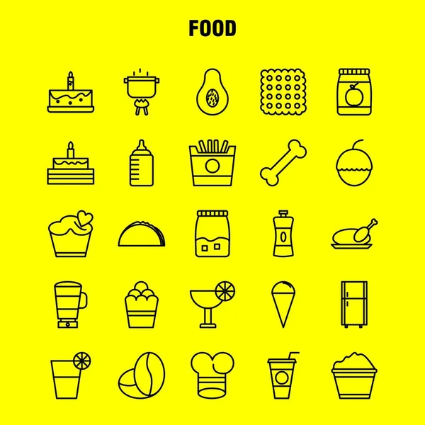 Gıda Hattı Icons Set Için Infographics Mobil Kit Baskı Tasarımı — Stok Vektör