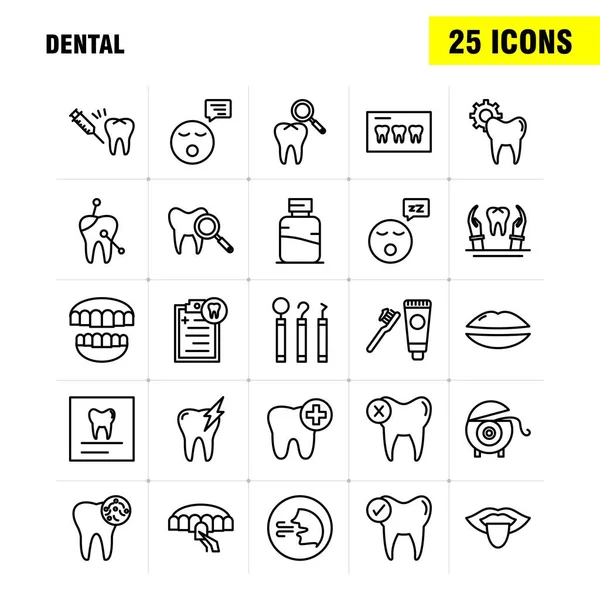 Conjunto Ícones Linha Dental Para Infográficos Kit Móvel Design Impressão —  Vetores de Stock