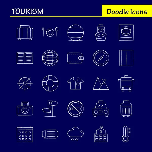 Tourismus Handgezeichnetes Icon Pack Für Designer Und Entwickler Symbole Für — Stockvektor