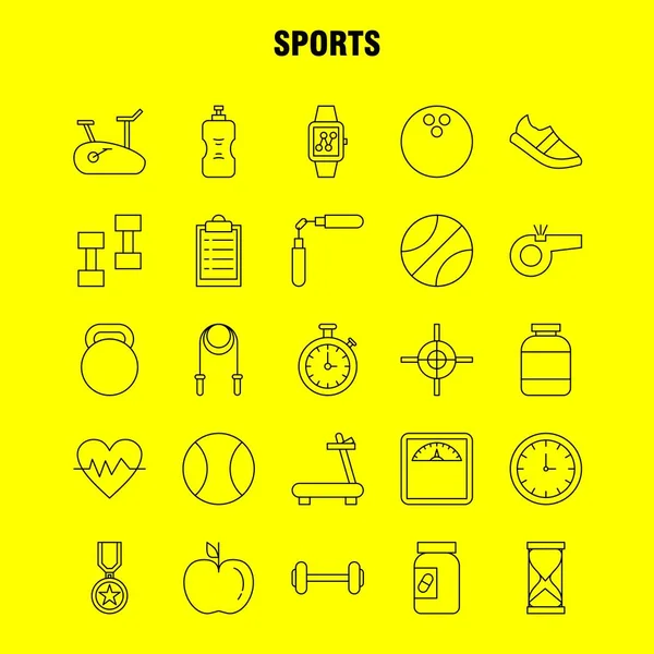 Icona Linea Sport Web Stampa Mobile Kit Come Esempio Pallacanestro — Vettoriale Stock