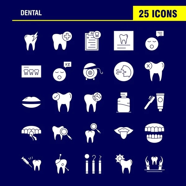 Ensemble Icônes Glyphe Solide Dentaire Pour Infographie Kit Mobile Conception — Image vectorielle