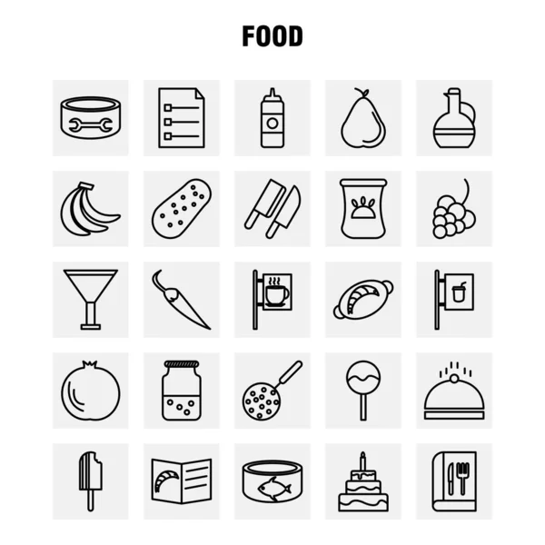 Food Line Icons Set Infographics Mobile Kit Print Design Include — Stock Vector