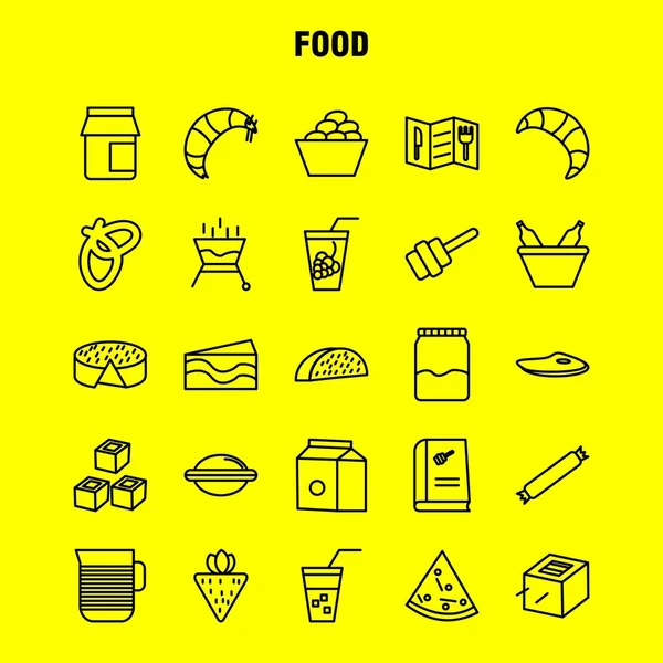 食品线图标设置信息图表 套件和打印设计 Bbq 收藏现代信息图标志和象形图 — 图库矢量图片
