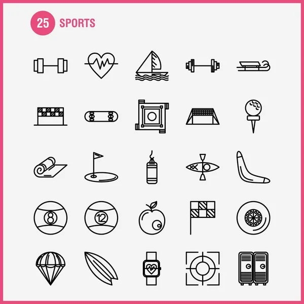 Set Icone Della Linea Sportiva Infografica Kit Mobile Design Stampa — Vettoriale Stock