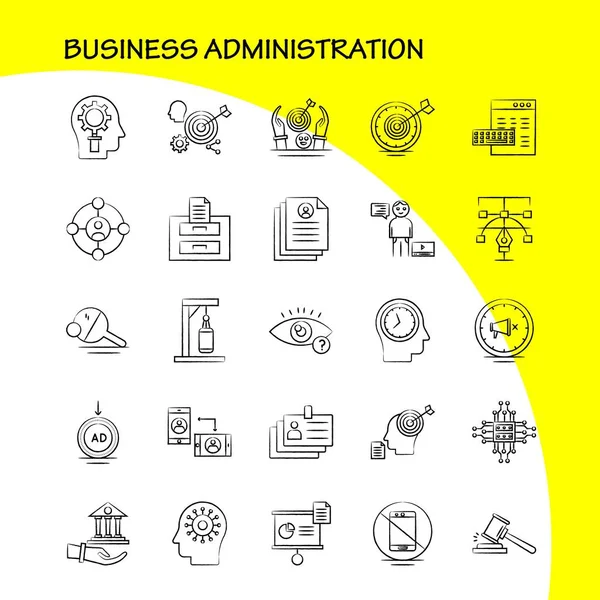 Conjunto Iconos Dibujados Mano Administración Empresas Para Infografías Kit Móvil — Archivo Imágenes Vectoriales