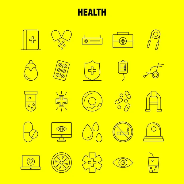 Egészségügyi Sor Ikon Weben Nyomtatás Mobil Kit Például Orvosi Tabletta — Stock Vector