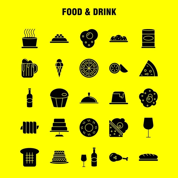 Food Drink Solid Glyph Icon Para Web Print Mobile Kit — Vetor de Stock