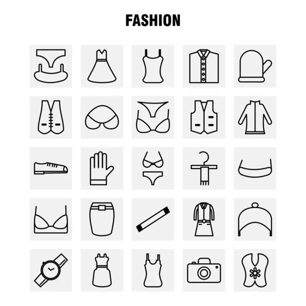 Fashion Line Icons Set Infographics Mobile Kit Print Design Include — Stock Vector