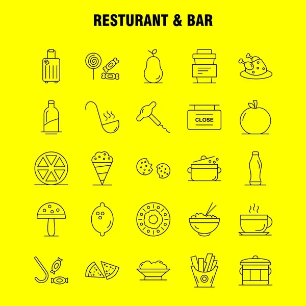Icono Línea Restaurante Bar Para Web Impresión Móvil Kit Tales — Vector de stock