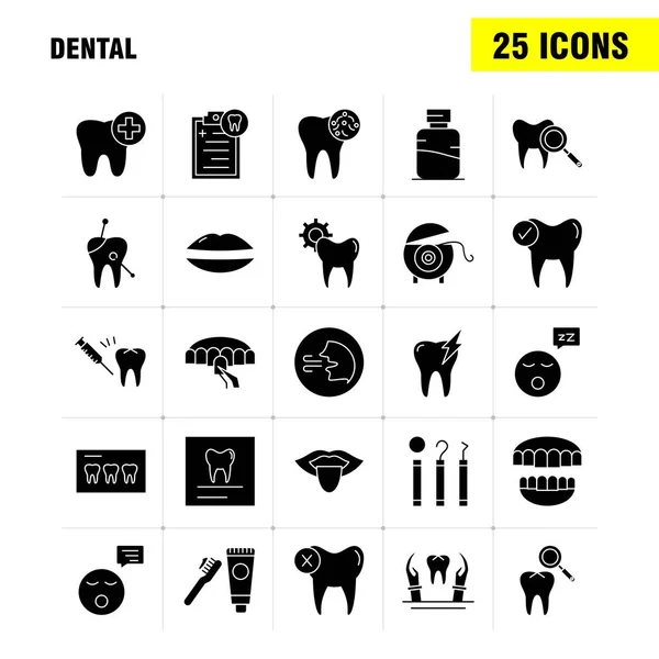 Conjunto Ícones Glifo Sólido Dental Para Infográficos Kit Móvel Design —  Vetores de Stock