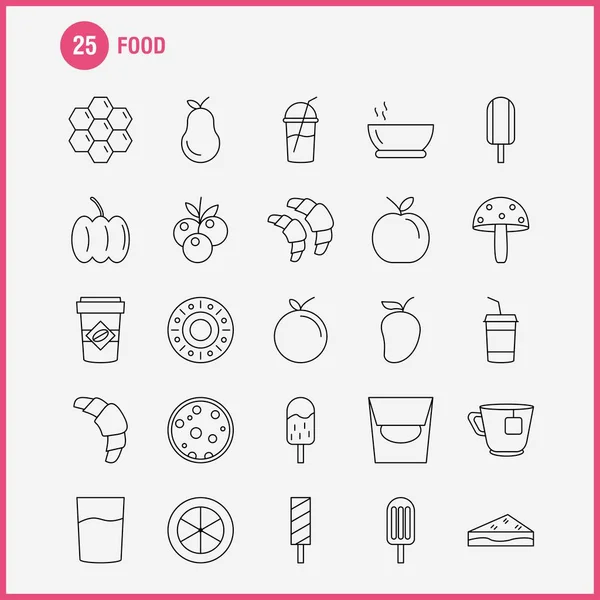 Icono Línea Alimentos Para Web Impresión Móvil Kit Tales Como — Vector de stock