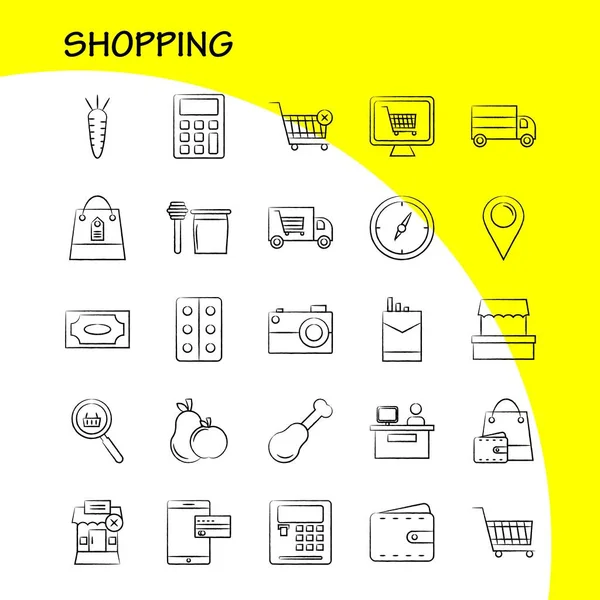 Shopping Handgezeichnetes Icon Für Web Print Und Mobile Kit Wie — Stockvektor