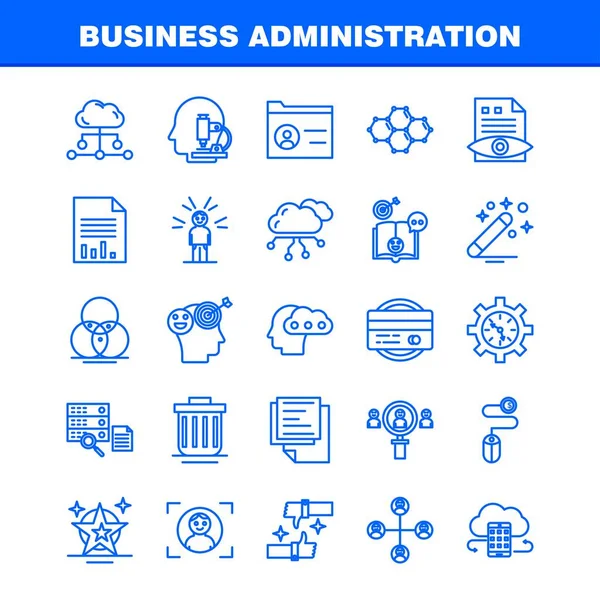 Business Administration Line Icons Set Infografica Mobile Kit Design Stampa — Vettoriale Stock
