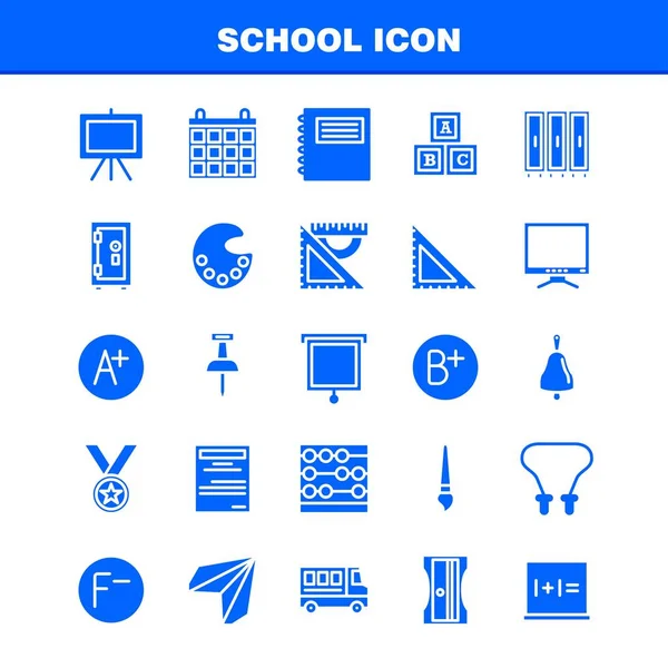 School Pictogram Solide Glyph Icon Pack Voor Ontwerpers Ontwikkelaars Iconen — Stockvector