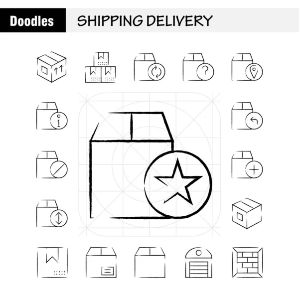 Доставка Ручной Рисунок Icon Pack Дизайнеров Разработчиков Icons Shipping Shipping — стоковый вектор