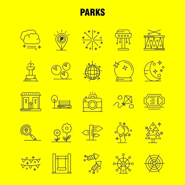 Парки Лінії Набір Іконок Інфографіки Мобільні Kit Друку Дизайн Включають — стоковий вектор